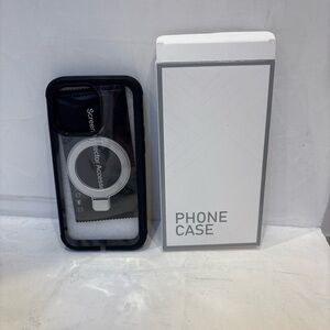 Sleek Black Phone Case with Silver Ring Holder